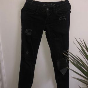 American eagle black ripped skinny jeans